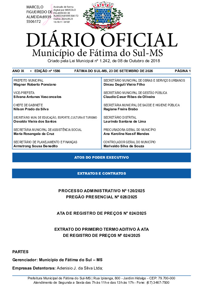 Diário Oficial - Edição nº 1586