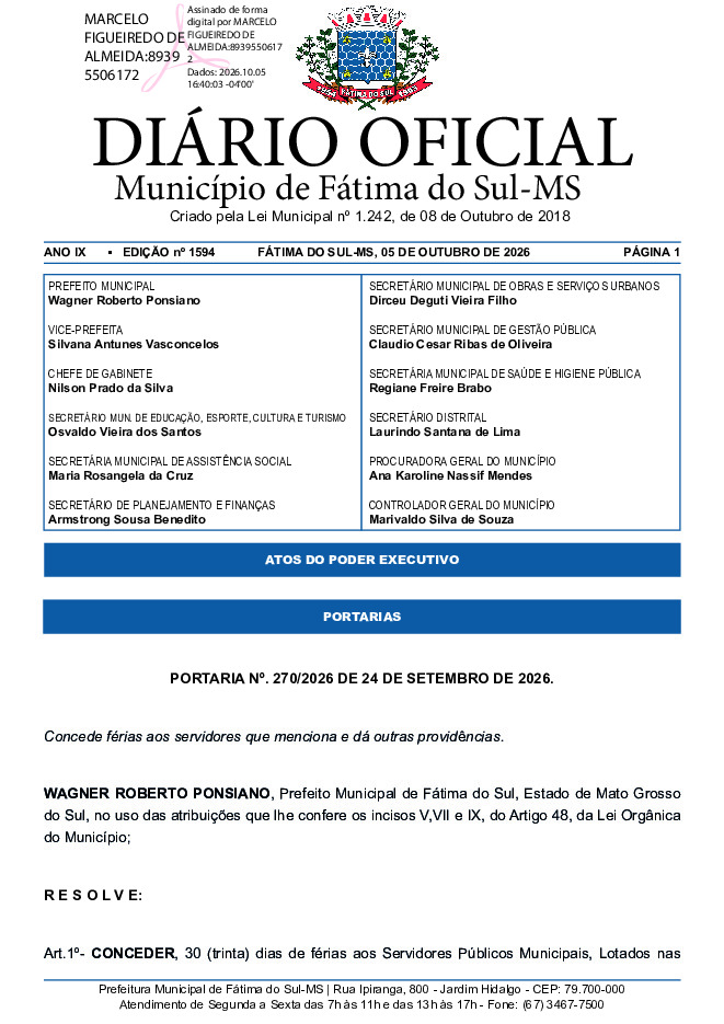 Diário Oficial - Edição nº 1594