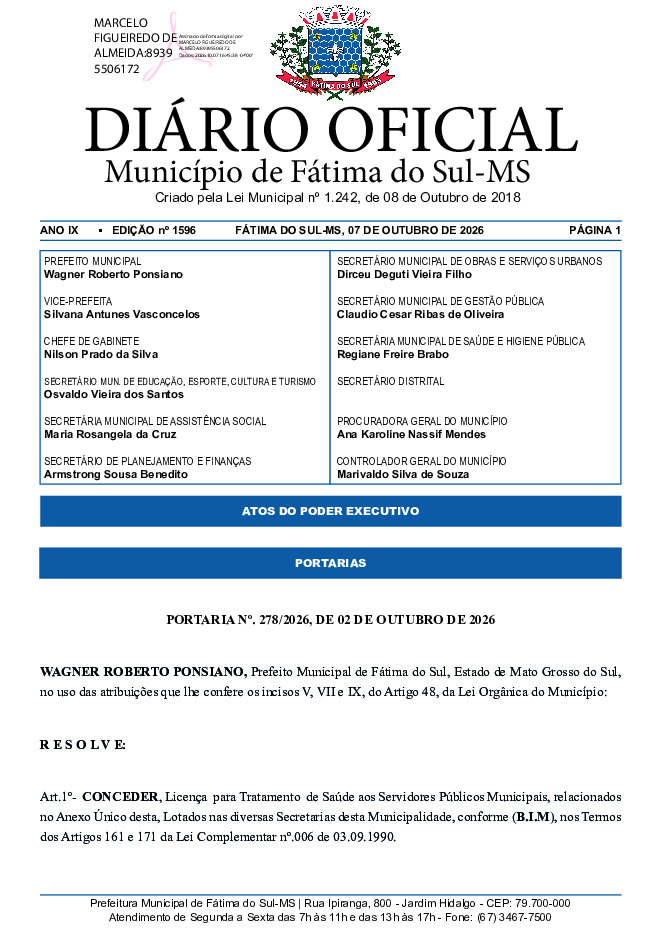 Diário Oficial - Edição nº 1596