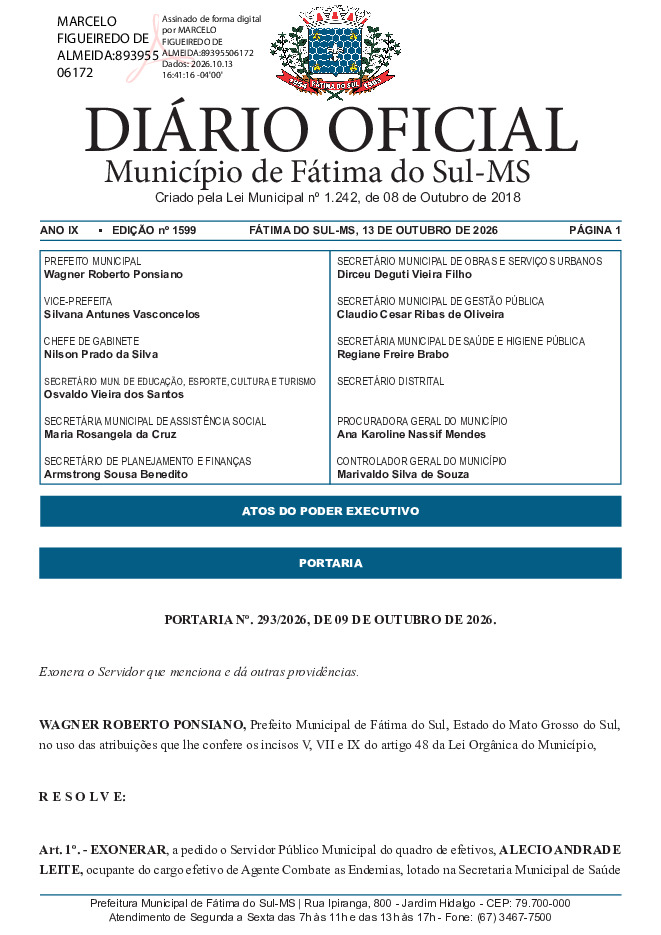 Diário Oficial - Edição nº 1599