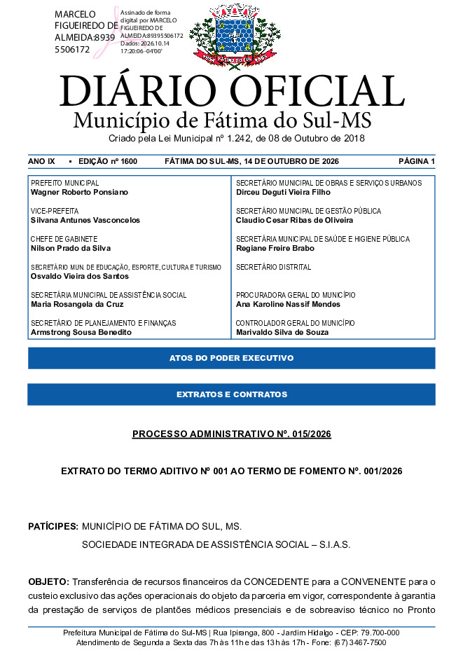 Diário Oficial - Edição nº 1600
