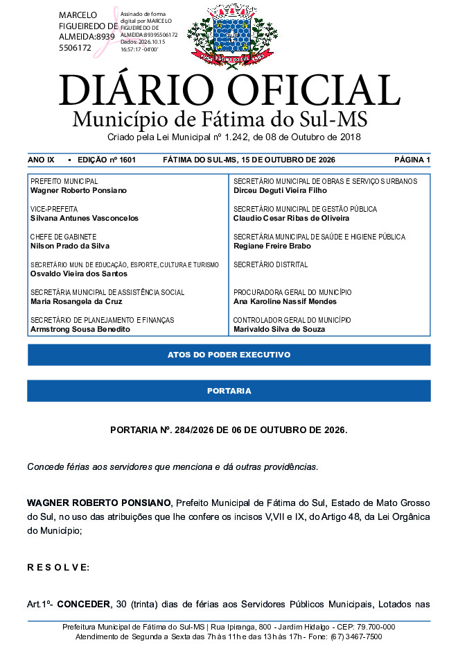 Diário Oficial - Edição nº 1601