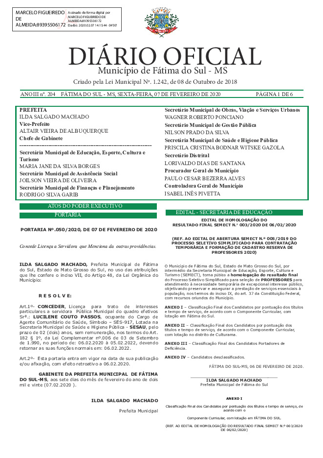 Diário Oficial - Edição nº 204