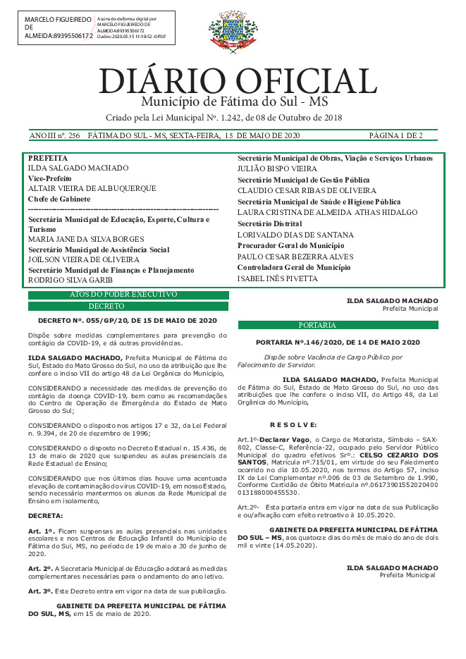 Diário Oficial - Edição nº 256