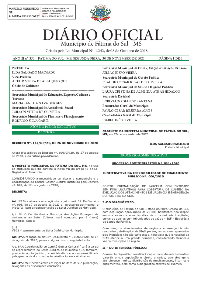 Diário Oficial - Edição nº 350