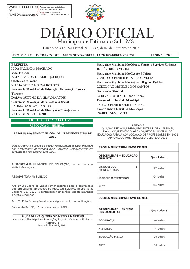 Diário Oficial - Edição nº 391