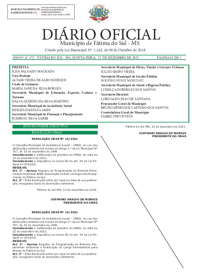 Diário Oficial - Edição nº 572