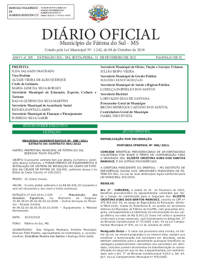 Diário Oficial - Edição nº 598